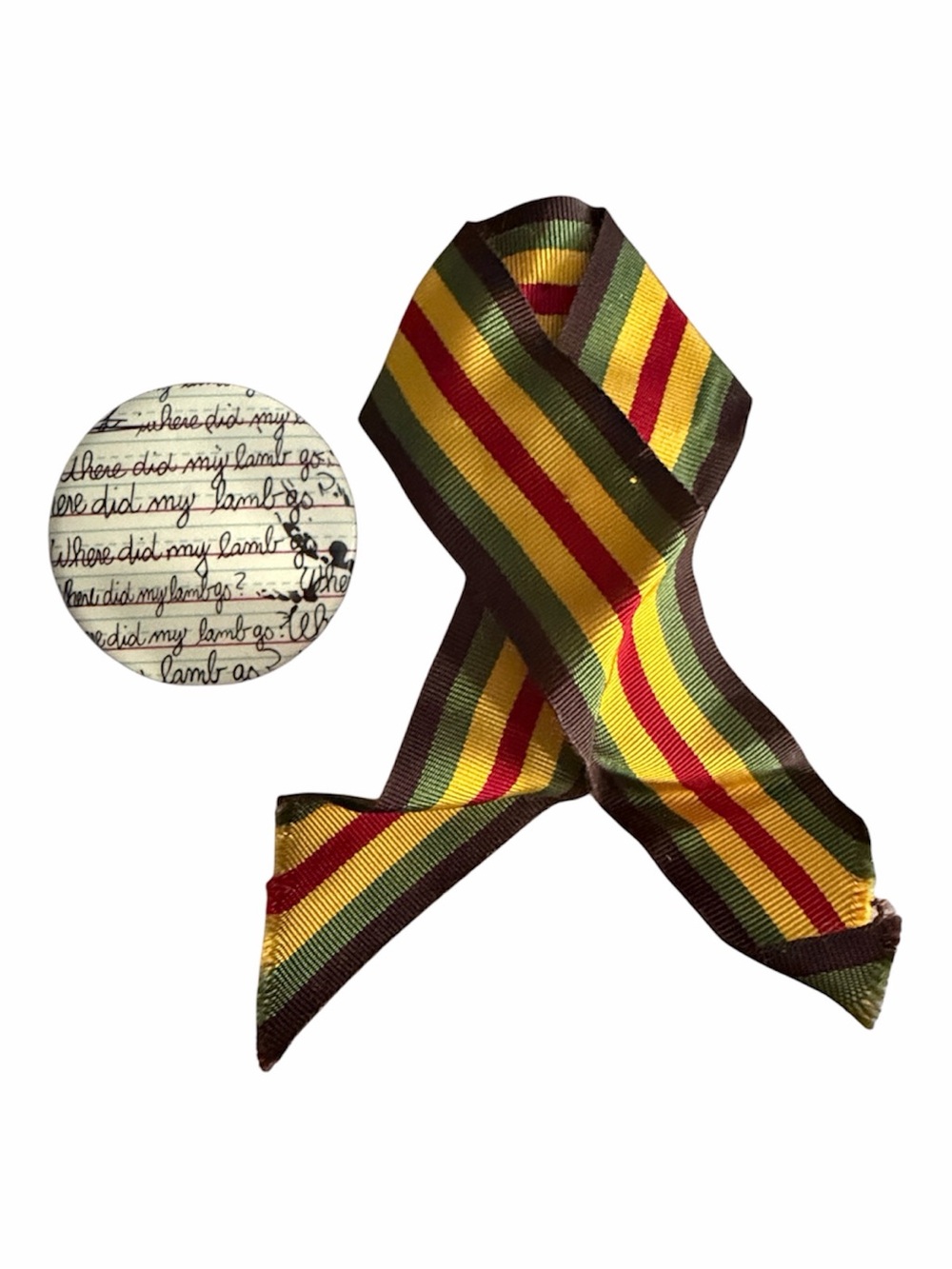 Rare L.A.M.B. Pin Penmanship with Rasta Ribbon Swag Love Angel Music Baby WDMLG